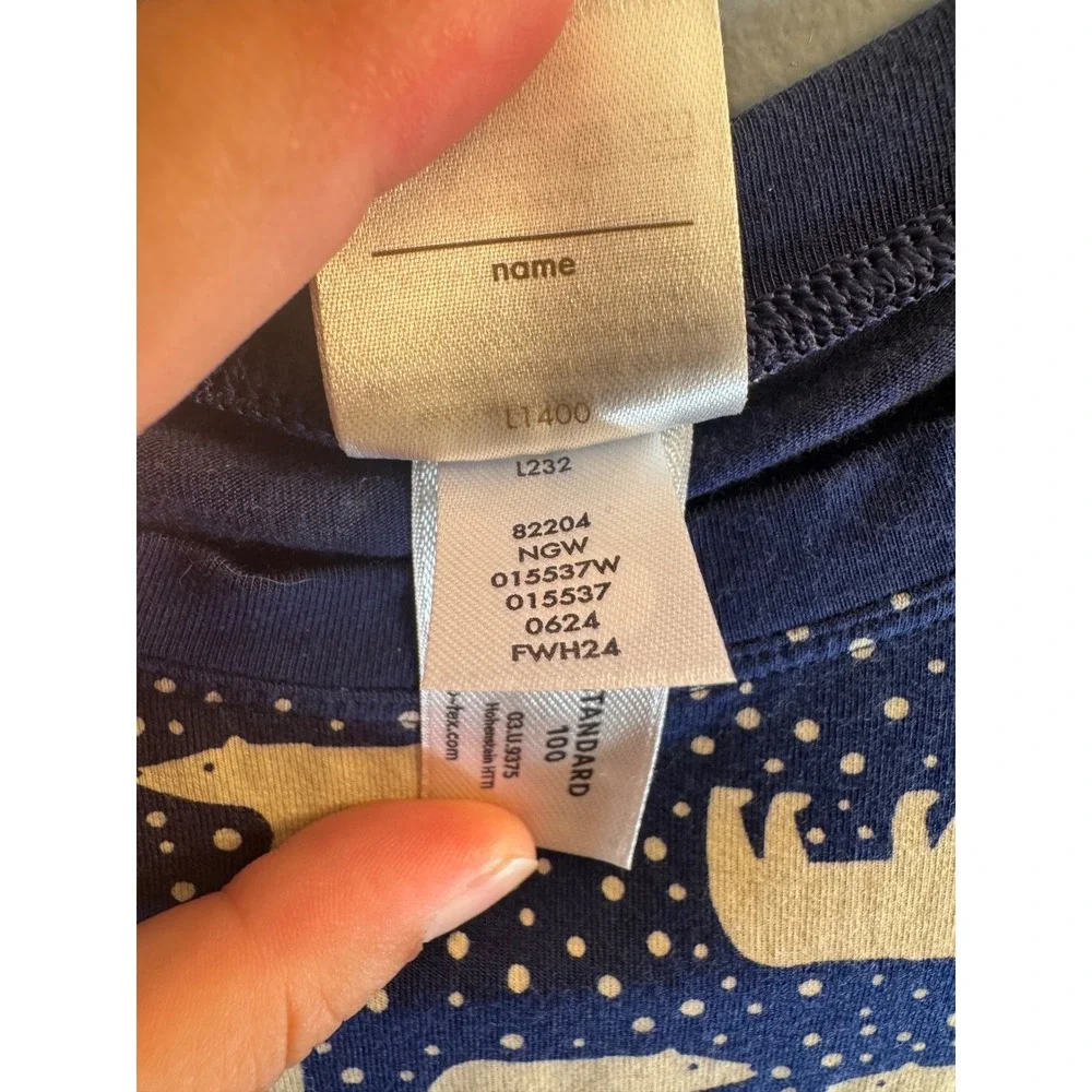 Hanna Andersson Kids Navy Polar Bear Pajama Top Tencel Lyocell Size 130 US 8